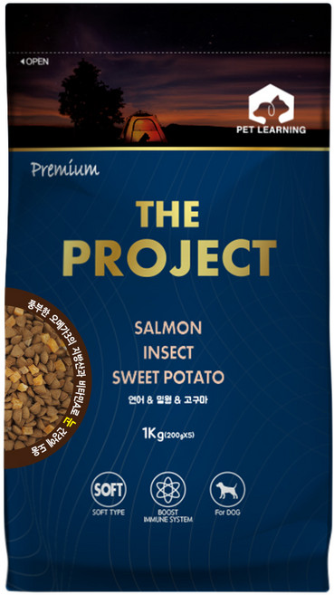 펫러닝 반려동물 전연령용 더 프로젝트 소프트사료, 연어, 1kg, 3개