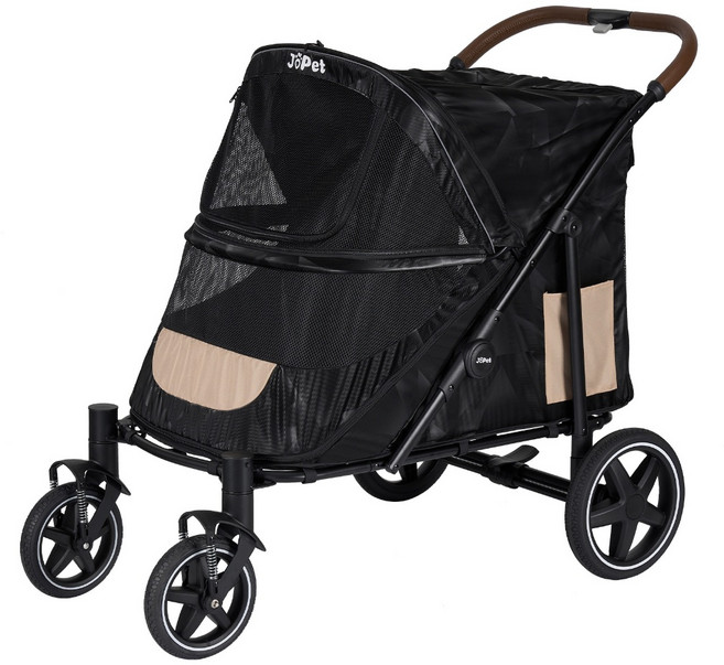【Jopet】寵物推車 寵物手推車 橡膠輪胎 可上捷運 寵物外出 HB-02, 黑色, 1個