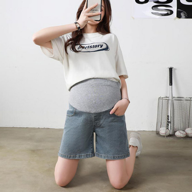 임산부 4부 청반바지 여름 임부팬츠 4924