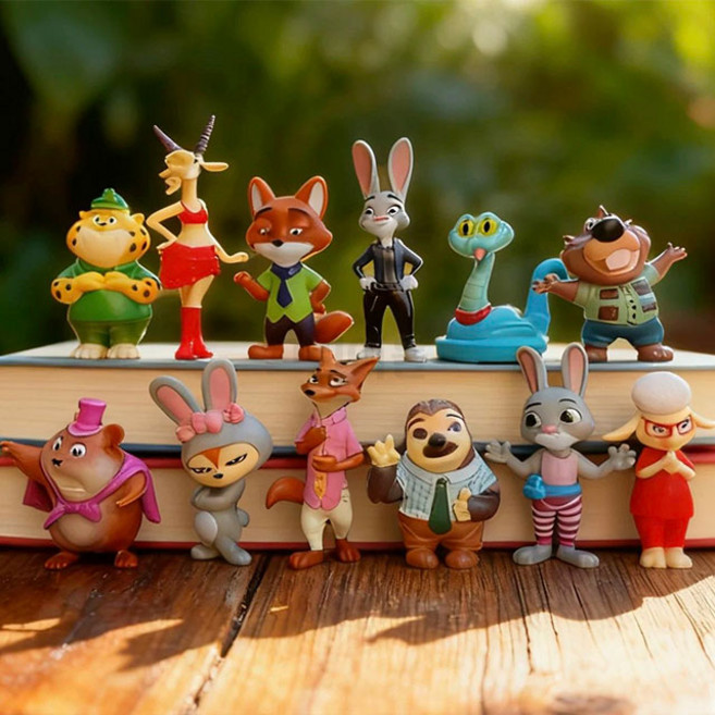 주토피아2 피규어 12종 세트 생일 케이크 장식 인테리어 소품 주디 홉스 닉 와일드 가젤 게리 더 스네이크, 1개