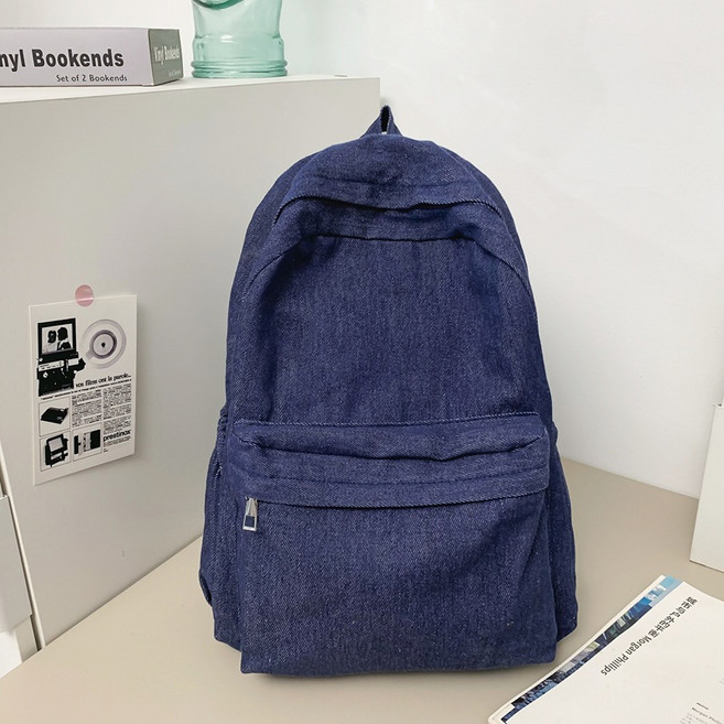 워싱 데님 백팩 대용량 학생 책백 캐주얼 여행 배낭