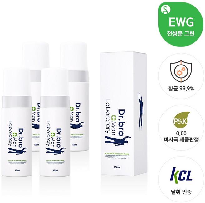 [공식] 닥터브로 맨오브센스 항균 99.9% 남성청결제 패밀리 세트 본품 4병, 150ml, 4개