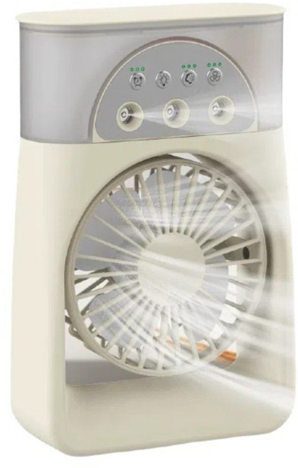 噴霧製冷小風扇加冰塊空調扇冷風機三孔加溼水冷靜音便攜, 4000豪安 無刷電機 三檔噴霧, 新款F13加溼噴霧製冷風扇 充電款 白色