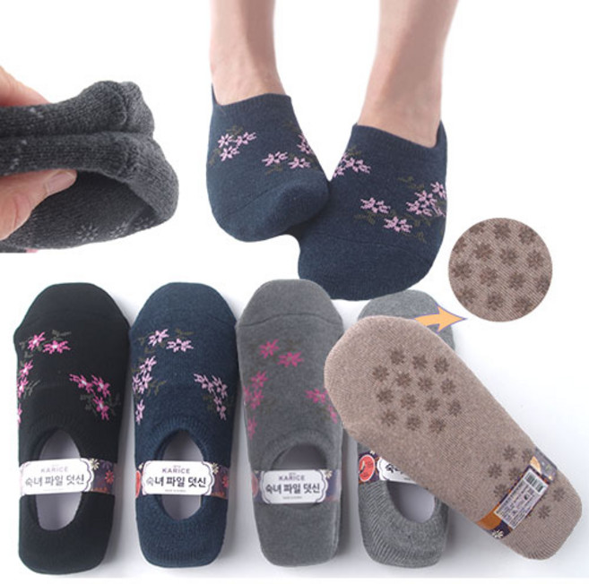 국산제품/여자 이중 파일덧신 5컬레묶음/미끄럼방지!! 벗겨짐방지!!바닥이두툼합니다!!