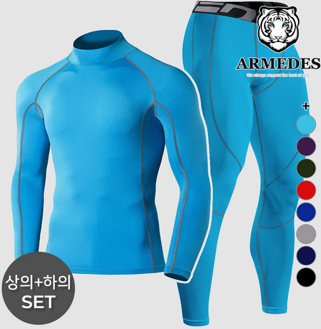 아르메데스 남성용 사계절 크로스핏 터틀상의 + 9부 바지 상하의세트 ID10511061