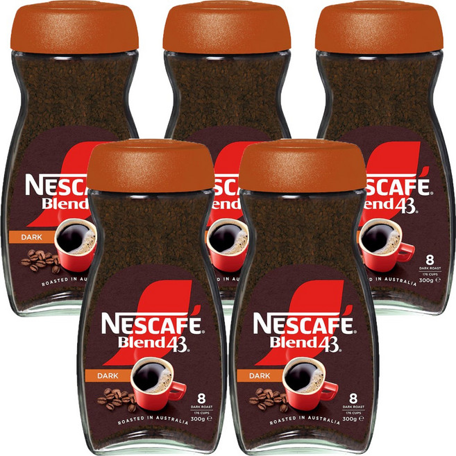 호주 네스카페 Nescafe Blend 43 Dark Roast Instant Coffee 블렌드 43 다크 로스트 인스턴트 커피, 5개, 1개입, 300g
