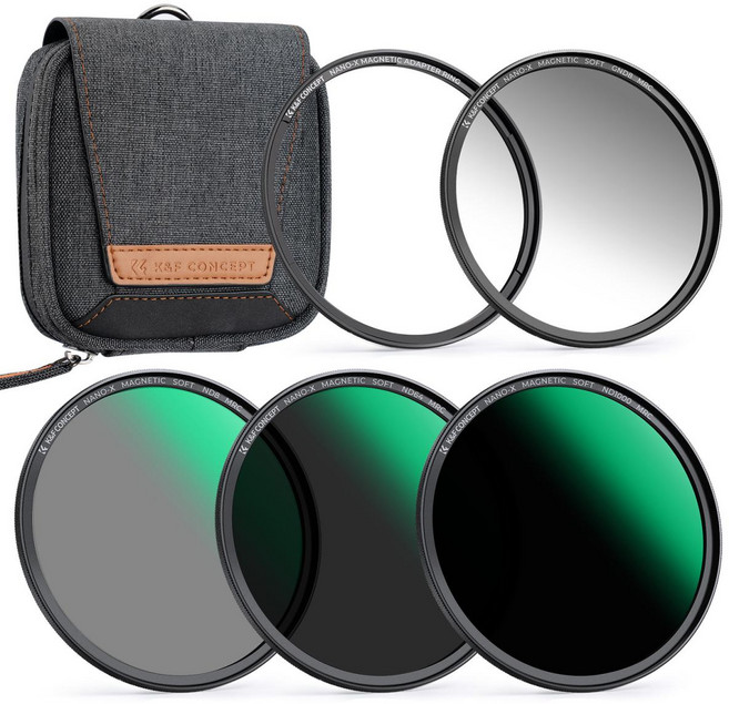 72mm K&F Concept Magnetic 자석 필터 5 Kit GND8+ND8+ND64+ND1000+Magnetic Adapter Ring+Filter Pouch, 1개