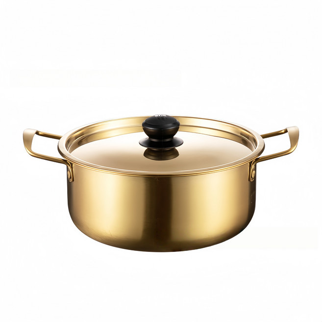 韓式泡麵鍋 雙耳煮麵鍋, 1個, 帶蓋款（鍋直徑22CM）