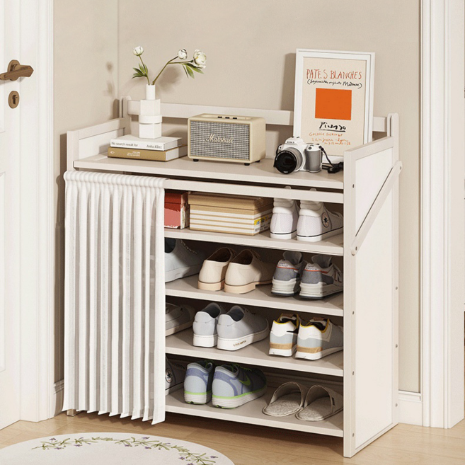 다용도 접이식 신발 정리대 조립없는 현관 슬림 신발장, 5단, 70cm백색 방진