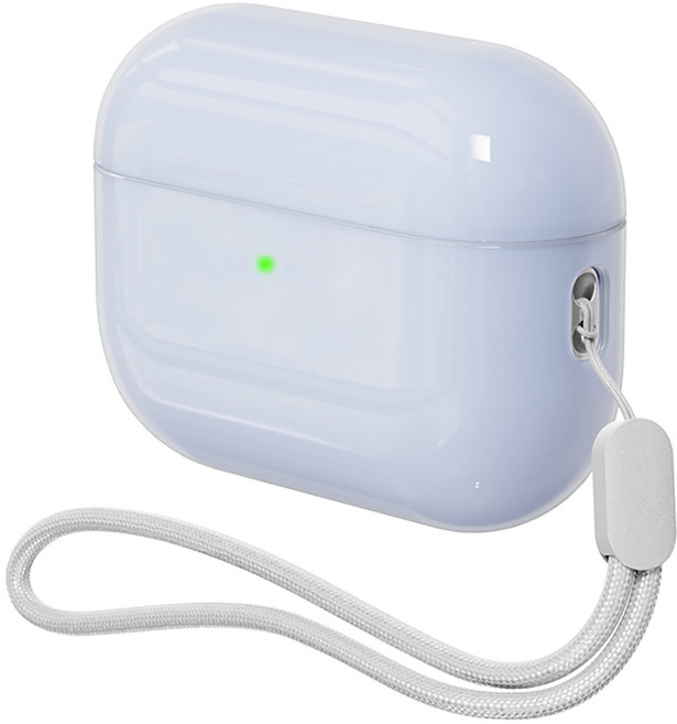 플레이360 에어팟프로 3 생팟느낌 세라미 케이스 스트랩세트 / 외부PC+내부실리콘 2중구조, 라이트블루