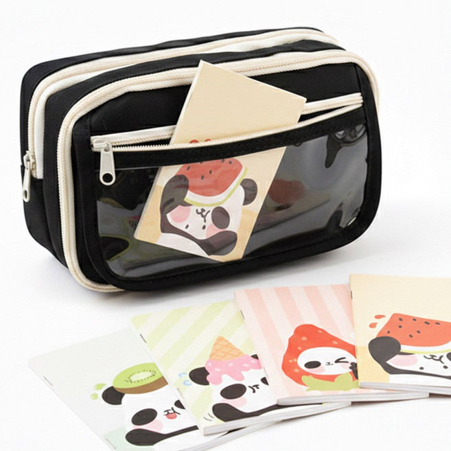 온리쇼핑 초등 중학생 필통 + 캐릭터수첩 구성, 1개, 블랙