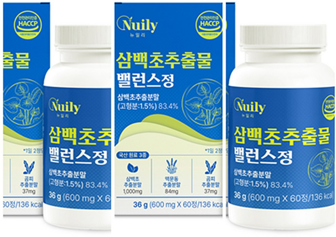 삼백초추출물 삼백초 곰피 맥문동 활력 건강식품, 3개, 60정