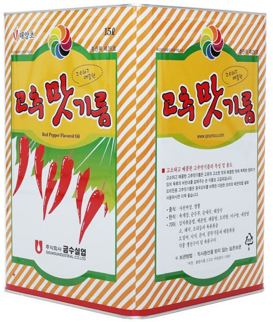 금수 고소매콤 태양초 고추맛기름 CAN, 1개, 15L