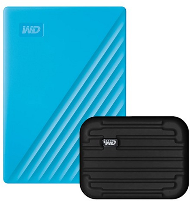 WD My Passport 휴대용 외장하드 + 파우치, 1TB, 블루