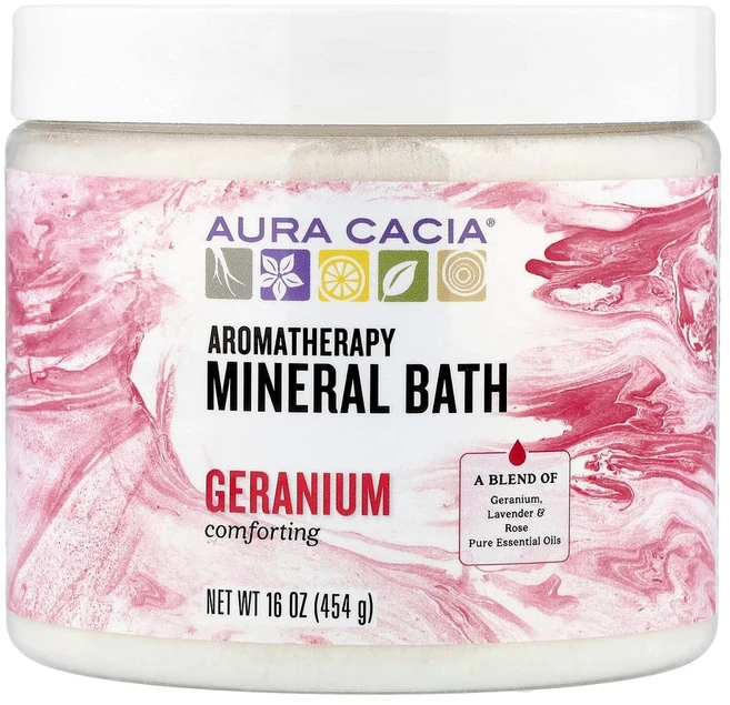 아우라카시아 아로마테라피 미네랄 바스 컴포팅 제라늄 454g(16oz), 454g, 1개 - 쿠팡
