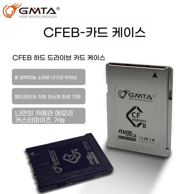 알루미늄 합금 CFE - B 4.0 카드 케이스 DIY 카메라 메모리 카드 CFexpress 카드 케이스 CFB 변환 카드 케이스, 딥 스페이스 그레이