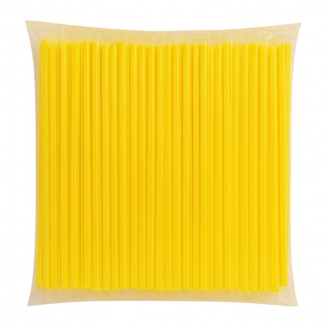 네이처컨테이너 개별포장 고급 일자 노랑 빨대 25cm, 1개, 500개입