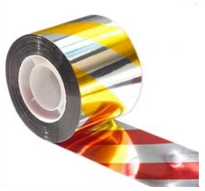 驅鳥反光彩帶 農場果園驅鳥裝飾, 黃銀 (長100公尺，寬4.8公分), 1個