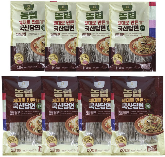 농협 100프로 국산 당면 4개씩 (자른당면300g + 전통당면400g)