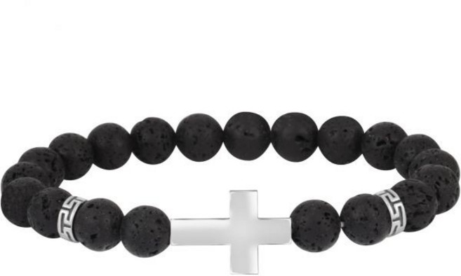 밀라쿠 8mm 내추럴 스톤 용암 팔찌 디퓨저 에센셜 오일 손목 밴드 스테인리스 스틸 크로스 포함, Black3