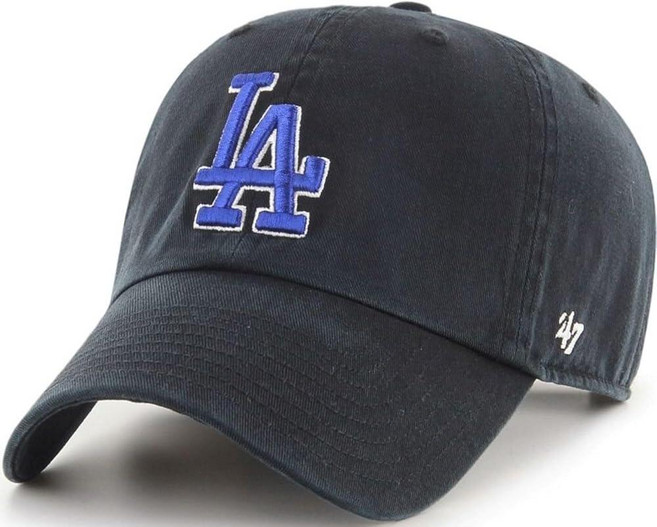 47 브랜드 MLB 블랙 팀 컬러 기본 로고 클린업 조절 가능한 야구 모자 모자 성인용 프리 사이즈 로스앤젤레스 다저스., 로스앤젤레스 다저스, 로스앤젤레스 다저스