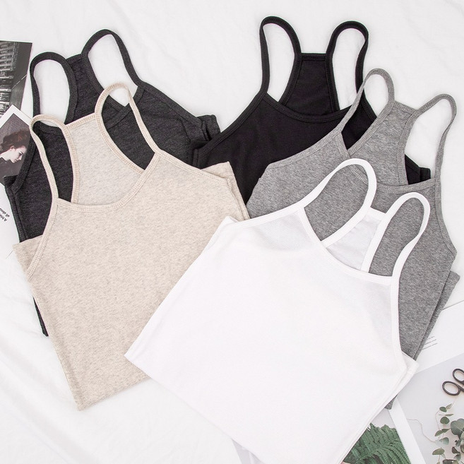 여성 국산 순면 H끈 골지 끈나시 1매입