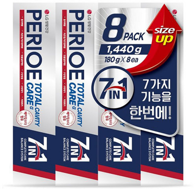페리오 페리오치약 토탈케어 7in1 180gx8개 구강케어 코스트코, 1세트, 180g