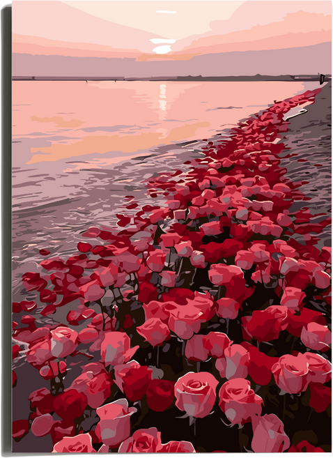 원그리드 DIY 명화그리기 세트 캔버스 유화그리기, 호라이즌 로즈웨이, 1개