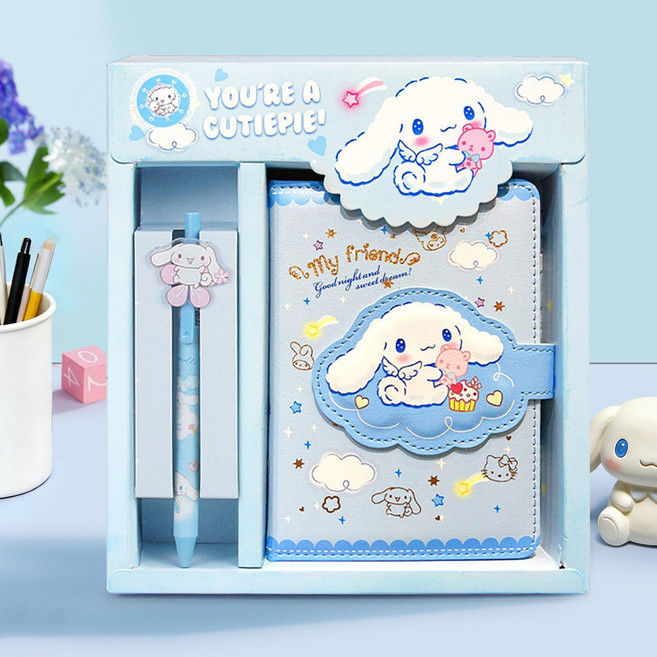 Soolink 산리오 다이어리꾸미기 다꾸 다이어리 문구 선물 마이멜로디 시나모롤 캑리터, 1개, 블루