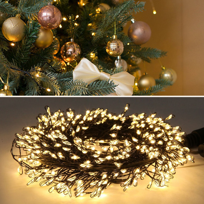 아리조명 LED 미리내 와이어 지네 전구 크리스마스 장식 줄 조명 6M 15M, 500구 (15M), 1개, 블랙코팅_웜화이트