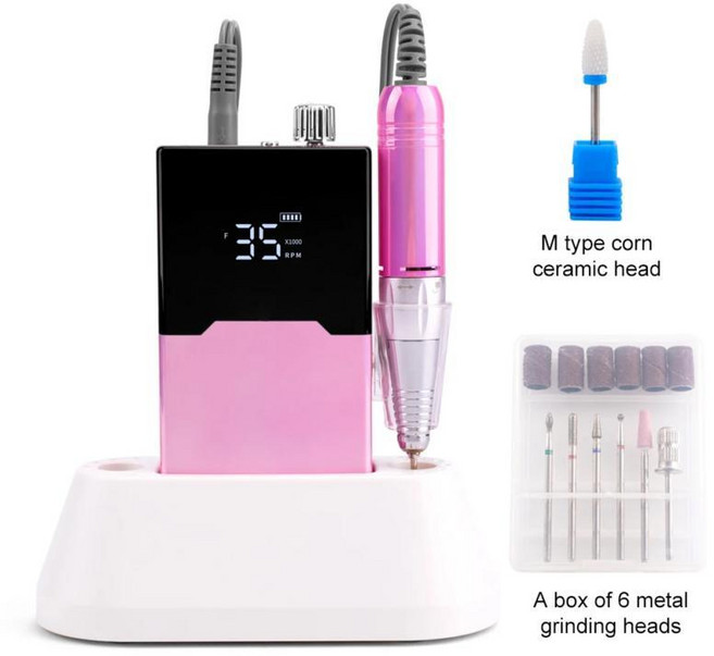 초박형 바디 네일 드릴 머신 휴대용 전기 파일 매니큐어 그라데이션 컬러, [03] Pink, [01] UK, 9) Pink  UK, 6. Pink