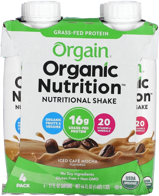 Orgain Nutrition 뉴트리셔널 쉐이크 아이스 카페 모카 4 팩 11 fl oz (330 ml), 4개, 330ml - 쿠팡