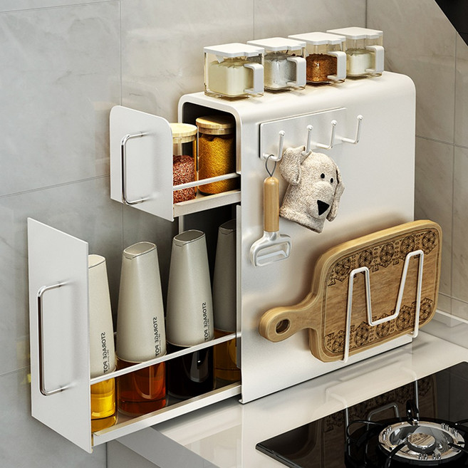 CK리빙 주방 조미료 철제 수납함, 1개, 화이트