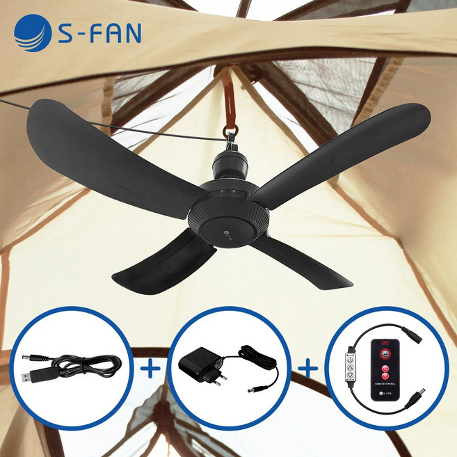 실링팬 캠핑 타프팬 세트 S-FAN 50 12V 블랙 리모컨, 12V블랙+어댑터/케이블/리모컨(B)