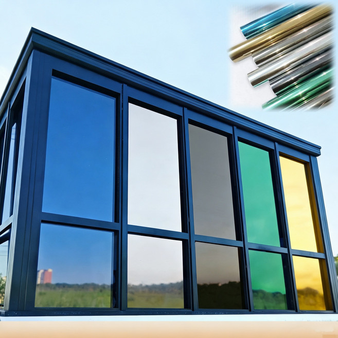 샤일리 부점착 썬팅 자외선 차단 창문 시트지 단열필름, 암막 블랙