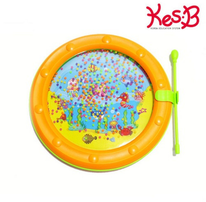 [캐스B]맑은소리 파도소리핸드드럼(1673) 쉐이커 오션웨이브 미니드럼 구슬악기 음악교구, 1개