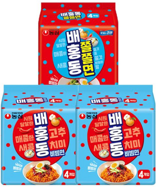 농심 배홍동 비빔면 8봉 + 배홍동 쫄쫄면 4봉