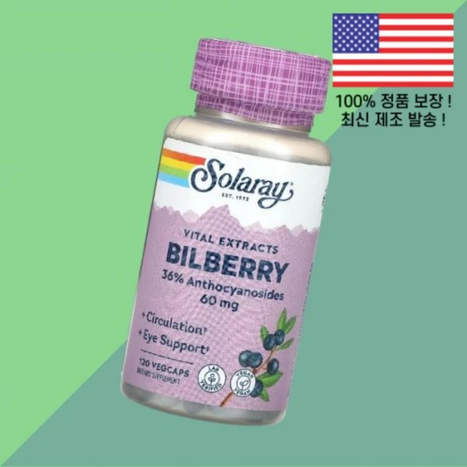 솔라레이 바이탈 추출물 빌베리 60mg 식물성 베지캡슐 120정 Solaray Vital Extracts Bilberry 120 VegCaps - 쿠팡