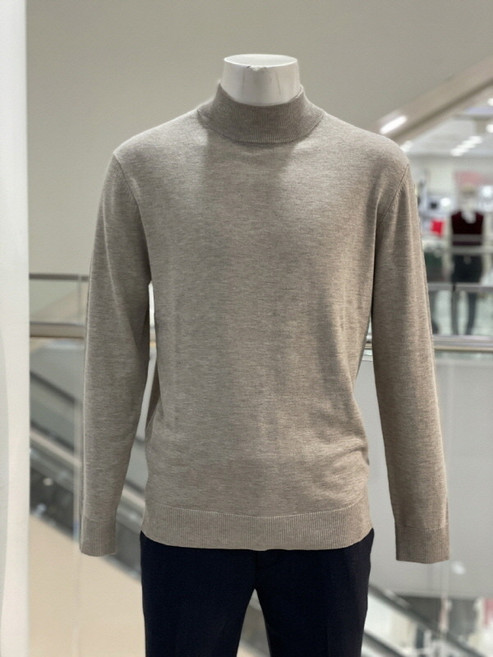 바쏘옴므 WSZ4-WN03 모카베이지 캐시미어 혼방 기본 반목 니트