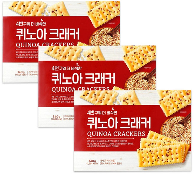 [4번구워 더 바삭한] 퀴노아 크래커, 3개, 340g