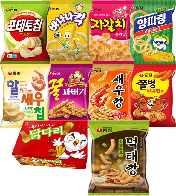 농심 과자 10종 세트, 1세트, 소형 10종