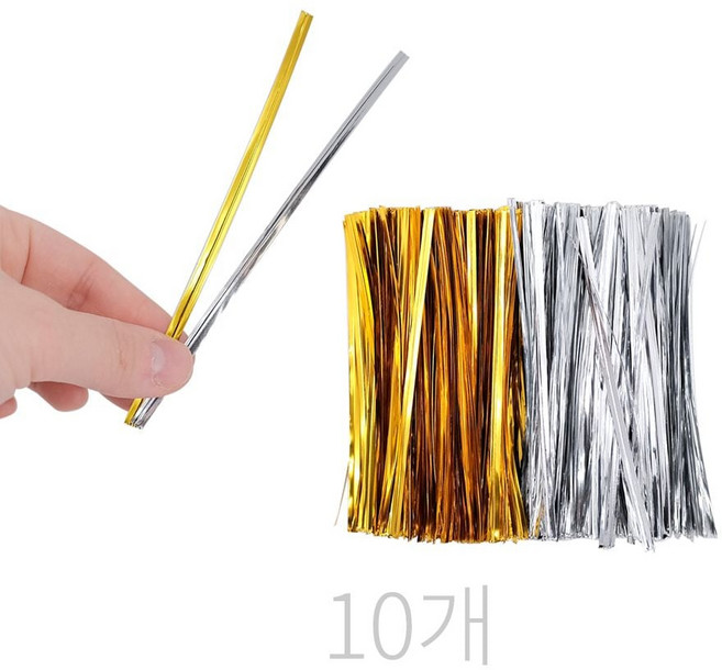 KP 다용도 빵끈12cm(약780개)(10개) 칼라빵끈 포장끈 빵끈 다용도빵끈 철사끈 절단빵끈 칼라타이tkan121, 실버