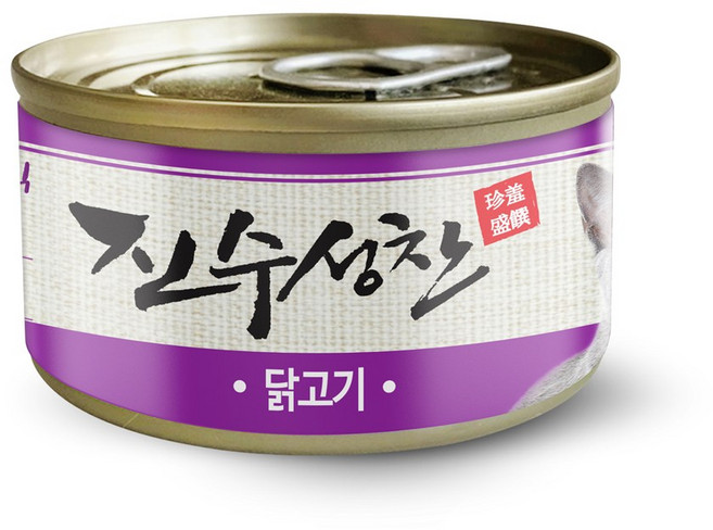 진수성찬 고양이 캔 4가지맛 80gx24개/1박스, 24개, 닭고기