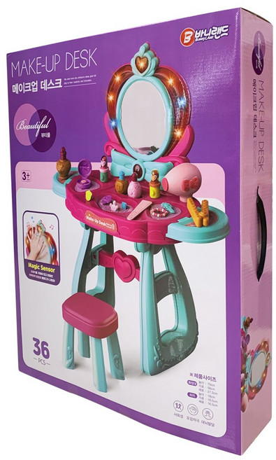 바니랜드 메이크업 데스크 뷰티풀 어린이 멜로디 화장대 장난감 방꾸미기, 1개