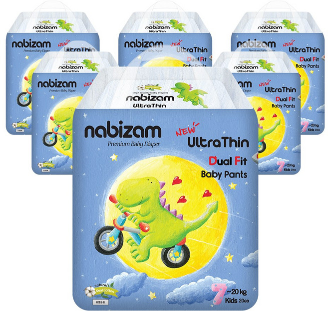 나비잠 기저귀 울트라씬 듀얼핏 썸머팬티 6팩, 120매, 키즈형(Kid)