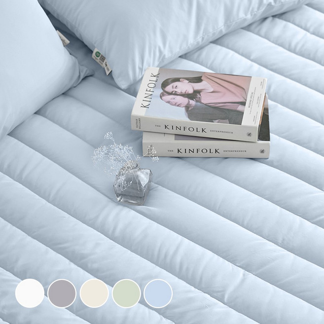 디오프 알러지케어 누빔 침대패드 고정밴드형, 밀크카뎃블루