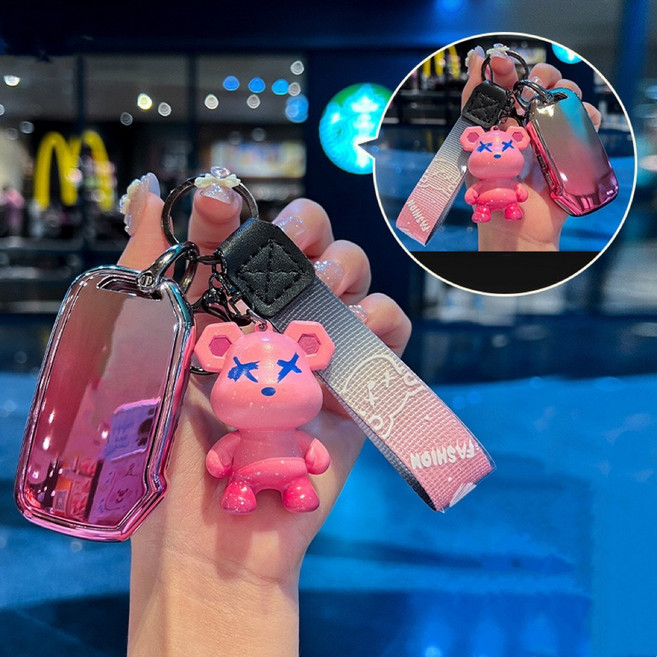 더빌리언 기아 자동차 프리미엄 스마트 차키케이스 K3 K5 K7 K8 레이 스포티지 셀토스 쏘렌토 모하비 카니발 TPU 차량용 키홀더 키링, 타입 B 핑크