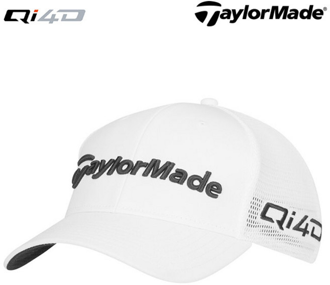테일러메이드 TM26 투어 케이지 골프모자 Qi4D로고, 1개, 화이트