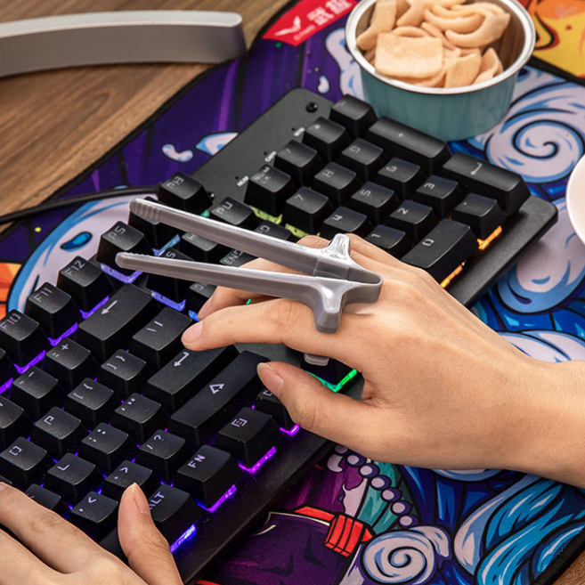 펄스기어 게이밍 젓가락 손가락 과자 집게 4개 세트, 그레이, 1세트