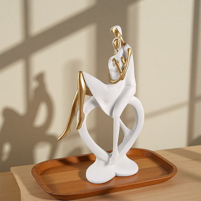 Sunwer [포옹 감성] 힐링 포옹 조형물 연인 가족 소품 감성 침대 협탁 장식 사무실 책상 데코 선물 추천, 화이트골드